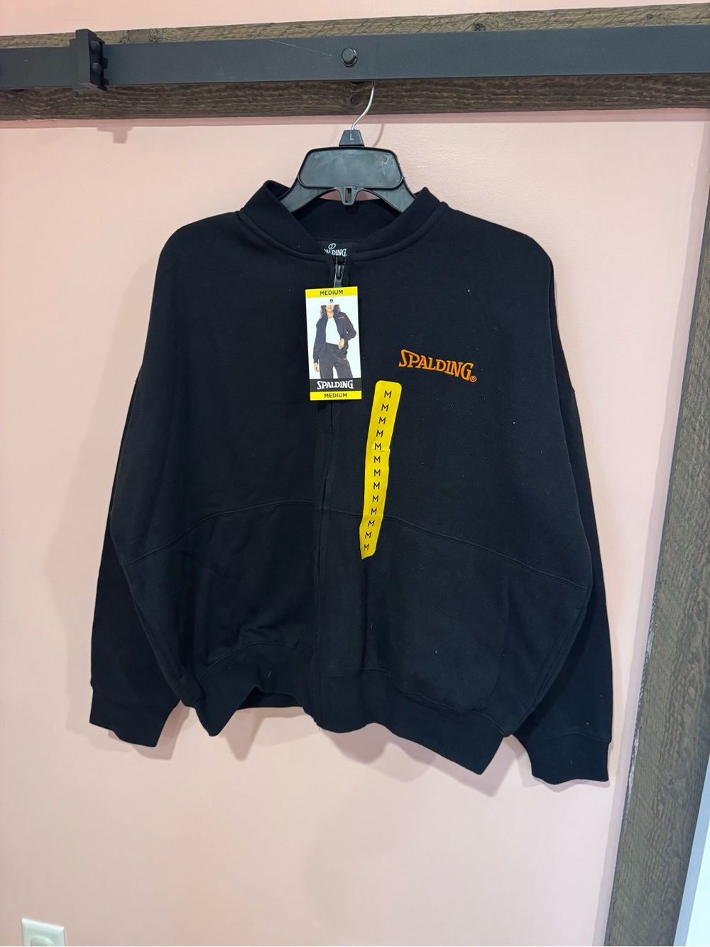 Spalding Black Bomber Jacket with Orange Logo